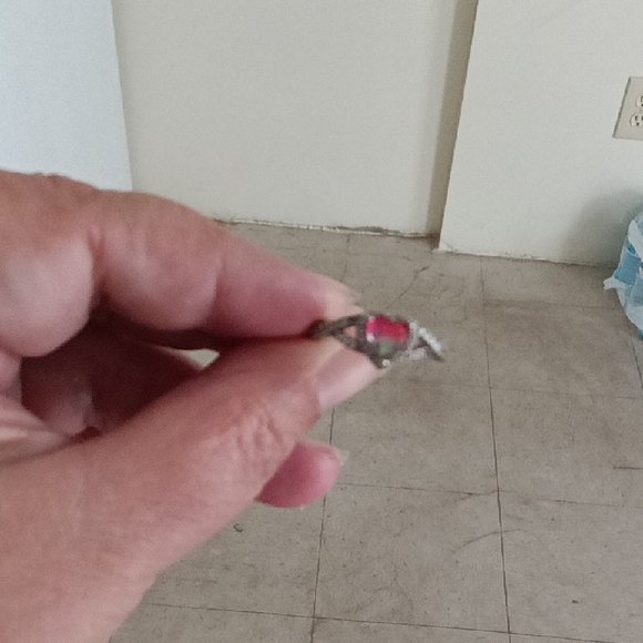 Silver Ring with Red Gemstone - Picture 1 of 2